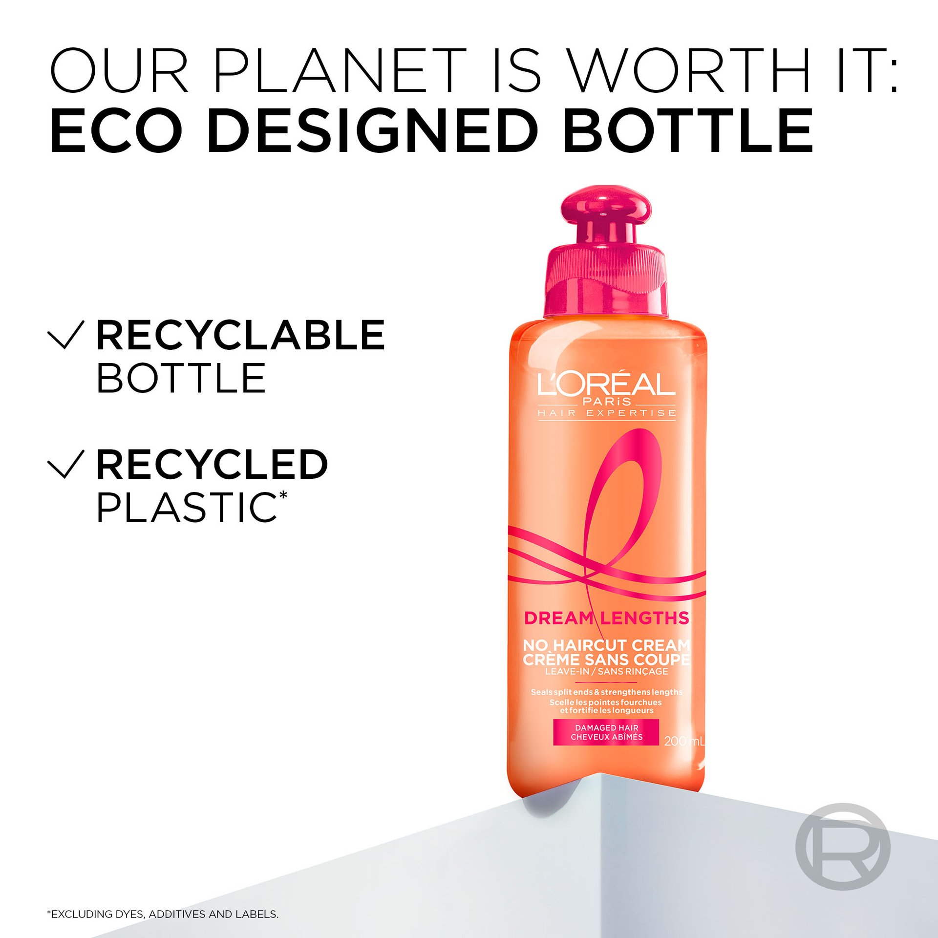 The no hair cut cream is made from a recycled bottle.